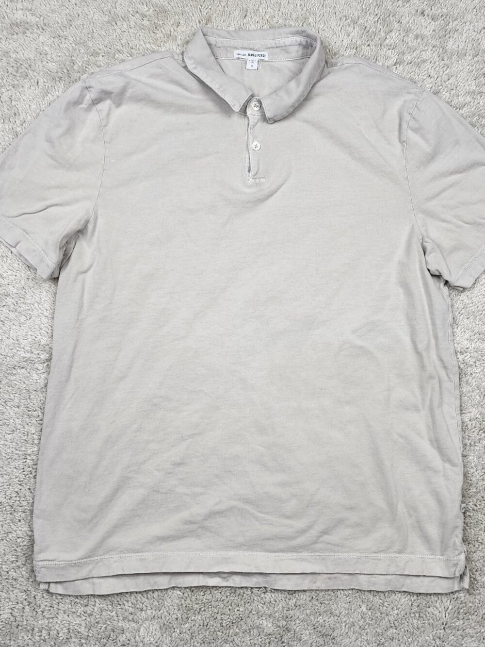 James Perse Polo Mens Large 3 L  Supima Buttons USA Light Grey USA Soft